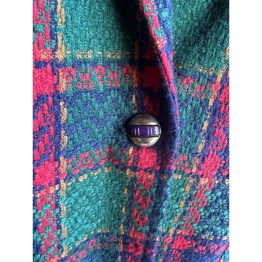 VTG Christmas Plaid Blazer & Vest Acrylic Knit G.W. Division Of Graff Size 10